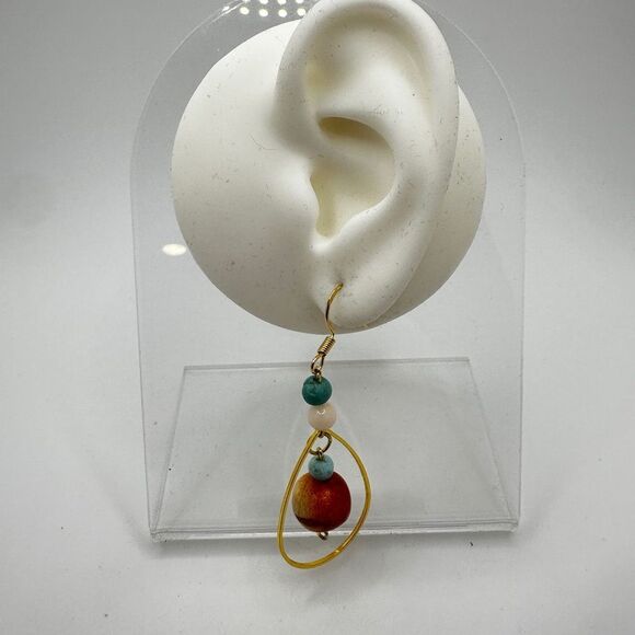 NWOT Angel skin coral, sponge coral and turquoise earrings w/ 925 hooks! - Picture 4 of 11